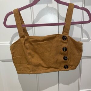 Me to We Brown Button front Crop Top